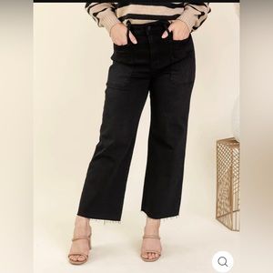 Just Black Denim Washed Out Black Utility High Rise Wide Leg, Size 28